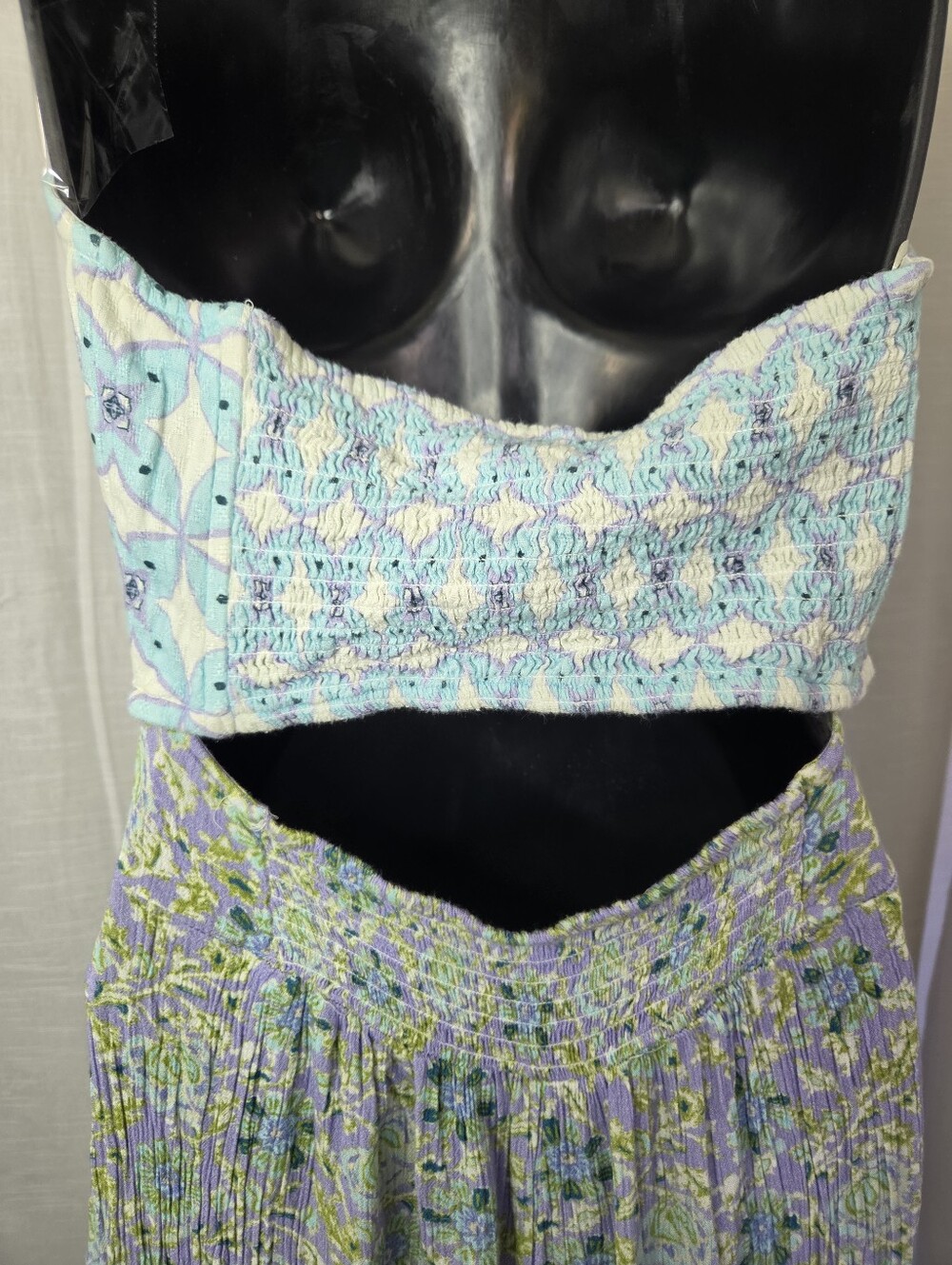 Free People Juliet Cutouts Strapless Wide Leg Jumpsuit Lavender/Purple Floral - Picture 10 of 15